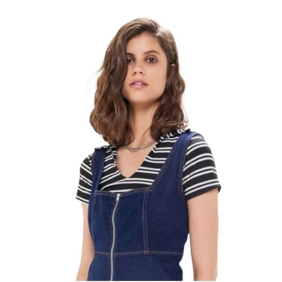BDG Urban Outfitters Denim Zip Up Mini Dress Tank Blue Denim Size 10 US - Picture 2 of 10